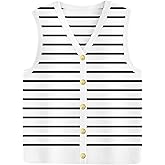 Zeagoo Womens Sweater Vest V Neck Button Down Shirts Trendy Knit Sleeveless Cardigan Top Shirt S-XXL