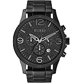 BUREI Men's Fashion Watch Analog Multi-Function Quartz Waterproof Watch Stainless Steel Strap