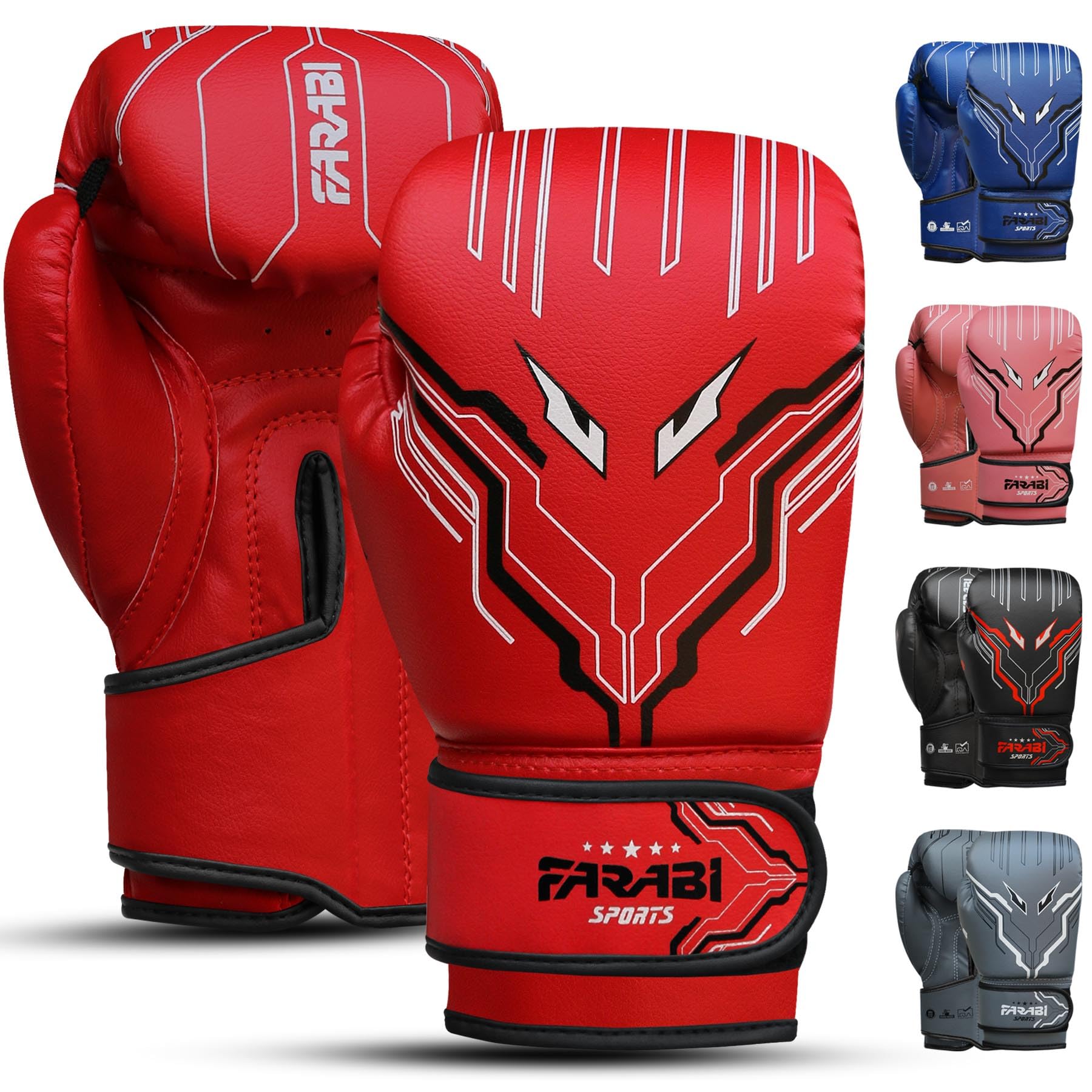 Farabi Sports Kids Boxing Gloves Boys and Girls kickboxing Gloves 6-oz Youth, Junior Boxing Gloves for MMA, Muay Thai, Boxing Pad, Punching Bag and Training for Age 5-10 Years (6-oz, Red)
