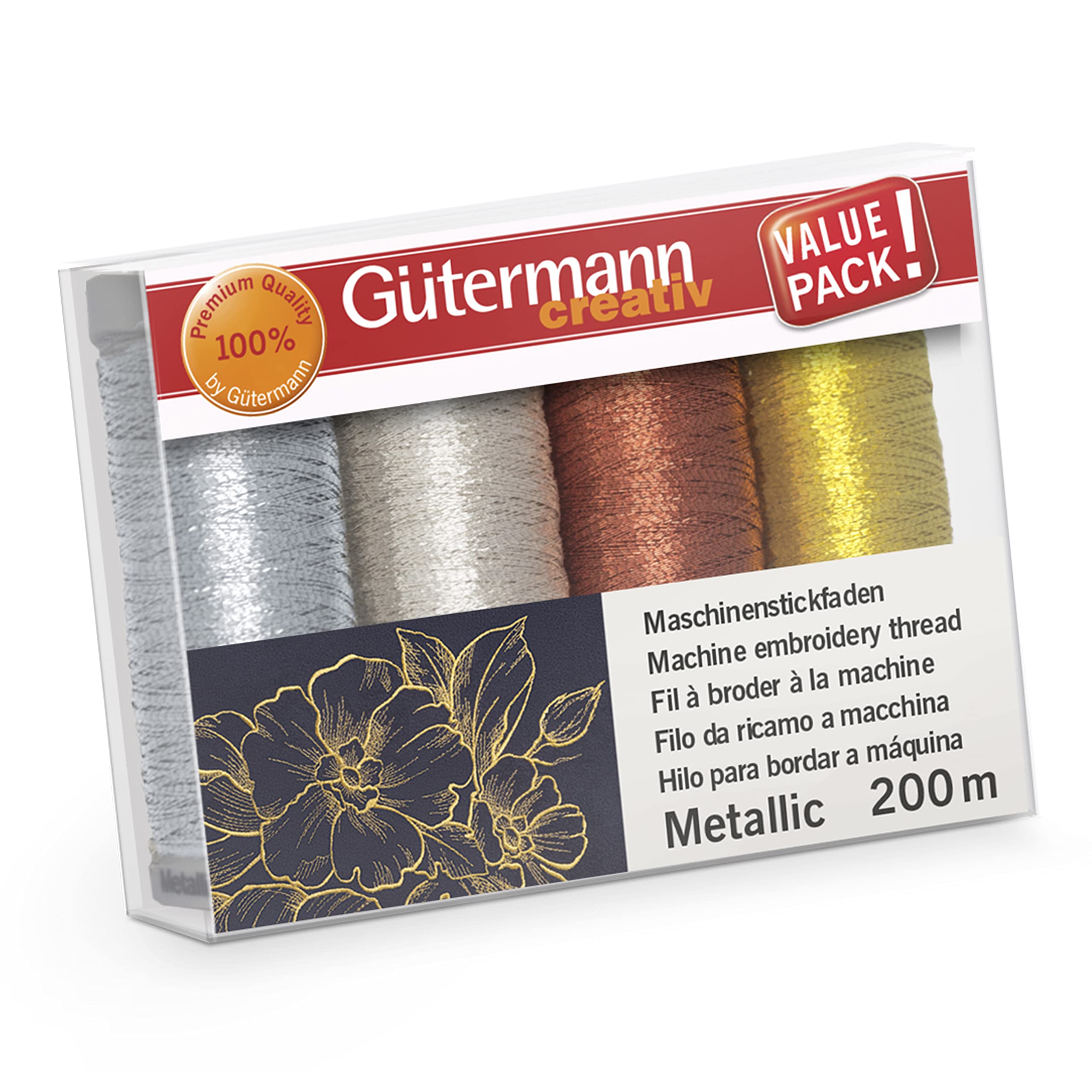 Metallic Thread Set, 200m reels, Set of 4