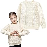 Curipeer Toddler Girls Knit Sweater Long Sleeve Crewneck Solid Pullover Knit Tops