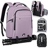 Camera Backpack Camera Bag for Photographers DSLR SLR Mirrorless Camera Cases with Waterproof Rain Cover & Laptop Compartment Fits 14 Inch Laptop,Anti Theft Travel photography backpack,Pink