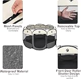 Youyijia Portable Pet Playpen 74x74x43cm Foldable Mesh Cage Gray view 4