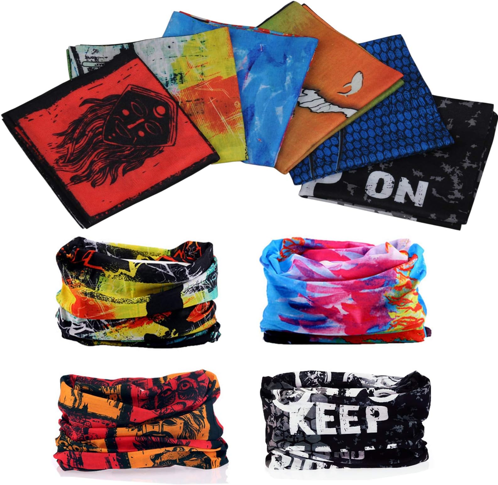 6Pcs Magic Headband Bandana Versatile Sports & Casual Headwear Multifunctional Seamless Neck Gaiter, Headwrap, Balaclava, Helmet Liner, Face Mask, Sweatband - Camping, Running, Cycling, Fishing