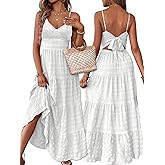 Narecte Women Summer Beach Dresses Maxi Dress Spaghetti Strap Flowy Casual Dress Bohemian Dresses for Vacation & Holiday