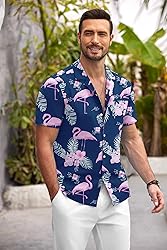 COOFANDY Mens Hawaiian Shirt Short Sleeve Floral