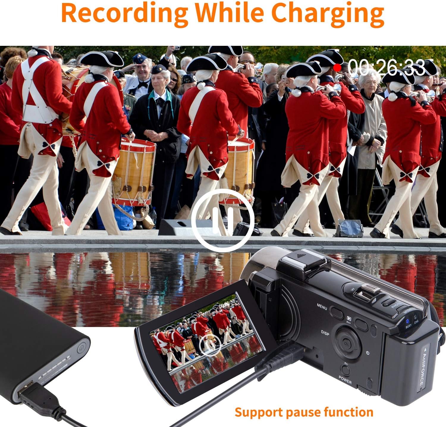 Video Camera Camcorder Digital YouTube Vlogging Camera Recorder kicteck Full HD 1080P 15FPS 24MP 3.0 Inch 270 Degree Rotation LCD 16X Digital Zoom Camcorder with 2 Batteries(604s) : Camera & Photo