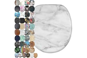 SANILO Wooden Toilet Seat with Soft Close [ROUND] - Decorative, Quiet & Slow Close Molded Wood Seat - With Strong Bumpers & Hinges - Adjustable Fit – Marble