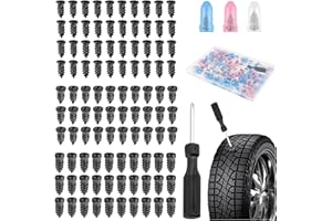 100PCS Tire Plugs Kit with Screwdriver and Box,3 Sizes Tire Repair Screw Plugs for Self Fast Puncture Repairs,Rubber Tires Re