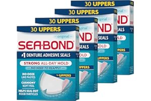 Sea-Bond Secure Denture Adhesive Seals, Original Uppers, Zinc-Free, All-Day-Hold, Mess-Free, 30 Count (Pack of 4)