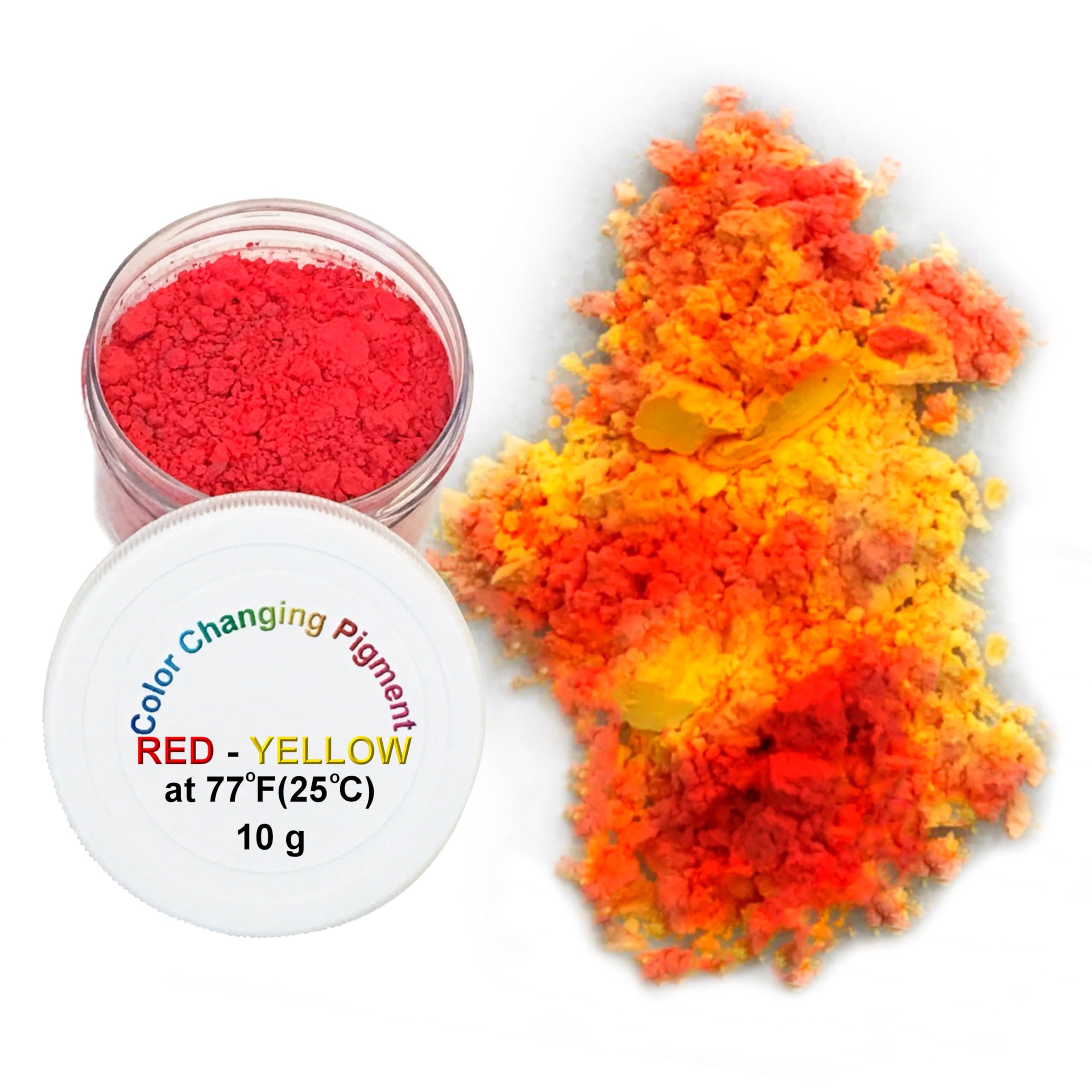 Temperature Activated Thermochromic Color Changing Powder Pigment RED Changing to Yellow at 77F/25C Perfect for Color Changing Slime Nail Art Resin Tumblers Arts Crafts and Science Experiments