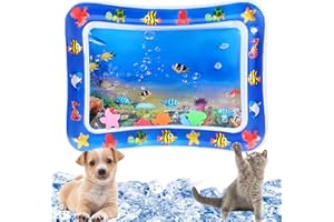 Teddy Run Thickened Sensory Water Playmat for Cats, 4 Colors Available, Water Sensory Playmat with Fish for Pet Play, Thickened Water Sensor Play Mat, Sensory Water Play Mat for Cats Endless Self Play
