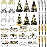 Koeilay 36 Pcs New Year's Eve Party Supplies 2026 - Happy New Year Headbands, Tiara & Glasses with Noise Makers & Party Favors