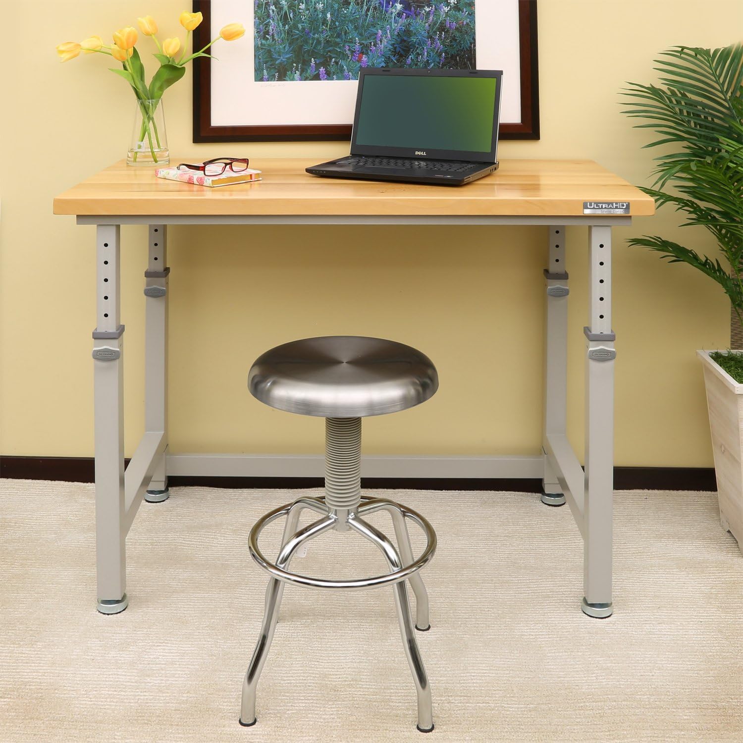 Seville Classics UltraHD Height Adjustable 4-Foot Heavy-Duty Wood Top Workbench Table, 48", Granite Gray: Kitchen & Dining