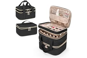 Yarwo 3 Layers Nail Polish Organizer Holds 48 Bottles (15ml/0.5 fl.oz), Detachable Nail Polish Case with Adjustable Dividers, Travel Case for Manicure Set, Black (Bag Only, Patent Pending)