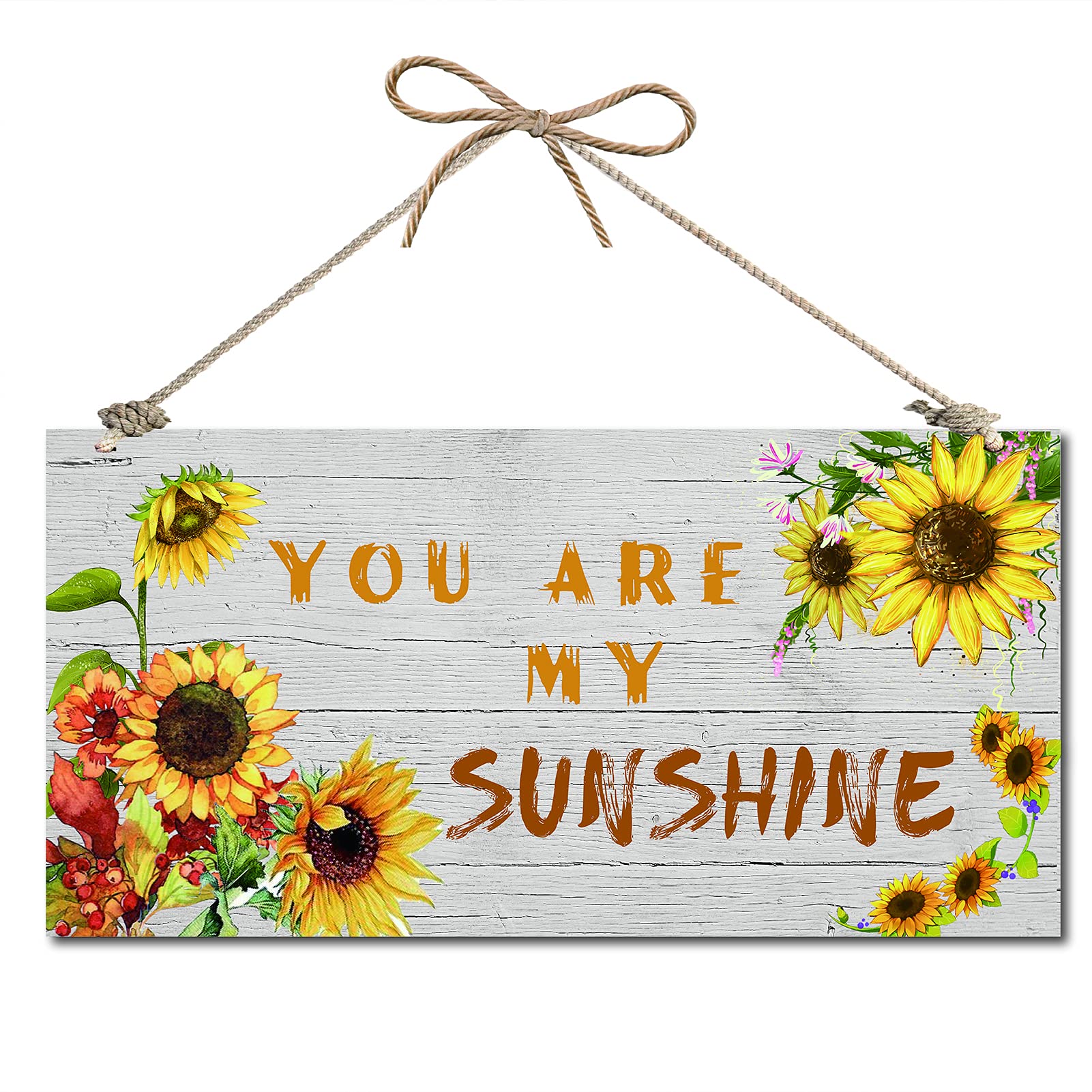 CREATCABIN Decorative Wood Sign Home Decor Wood Sign Plaque Hanging Wall Art Wood Board Door Sign You Are My Sunshine Sunflower for Yard Office Home Kitchen Front Door Patio Decoration 12 x 6inch