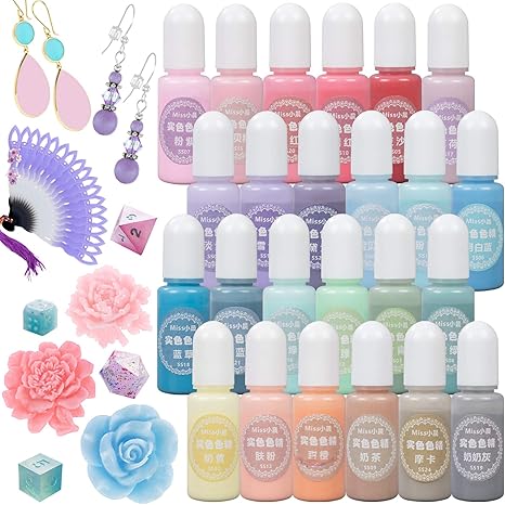 Amazon Co Jp Funshowcase レジン 着色剤 24色セット 10ml マカロン カラーレジン ソリッドカラー アクセサリー カラー剤 ホーム キッチン
