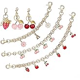 Ovveroche Cherry Bag Charms 6-Pack, Cute Strawberry Purse Chains Bag Extender Chain Fruit Charm Keychain for Tote Handbags