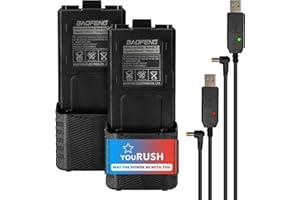 youRUSH 2 Pack BL-5 Extended UV5R Battery 3800mAh with USB Charging Cables - Compatible with Baofeng UV5R, BF-F8HP, UV-5X3 Radio - Accessories Set