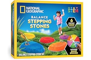National Geographic Stepping Stones for Kids - 6 Durable Non-Slip Stones Encourage Toddler Gross Motor Skills, Balance, Obsta