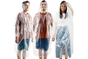 CAPHONT 3 PCS Disposable Clear Rain Ponchos For Adults Ponchos With Hood Family Pack