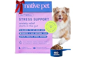 NATIVE PET GutWell Stress Support - Dog Anxiety Relief & Calming Treats - Tasty Food Topper for Dog Stress and Anxiety Relief - Support Gut-Brain Axis with Triple-biotic Blend & Magnesium - 60 Scoops