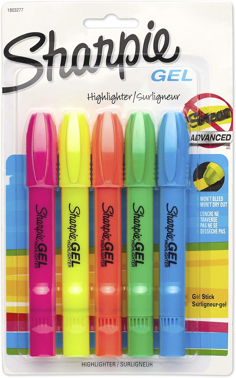 Sanford Brands 1803277 Sharpie Accent Gel Highlighter, Assorted Colors, 5-Count : Office Products