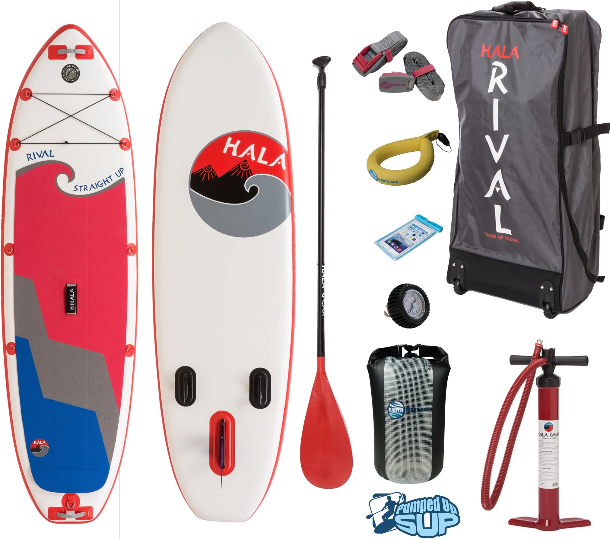 HALA Rival Straight UP Inflatable SUP 2018 (10'0" x 33" x 6") Incl. Pumped Up SUP ERS Gear Pack