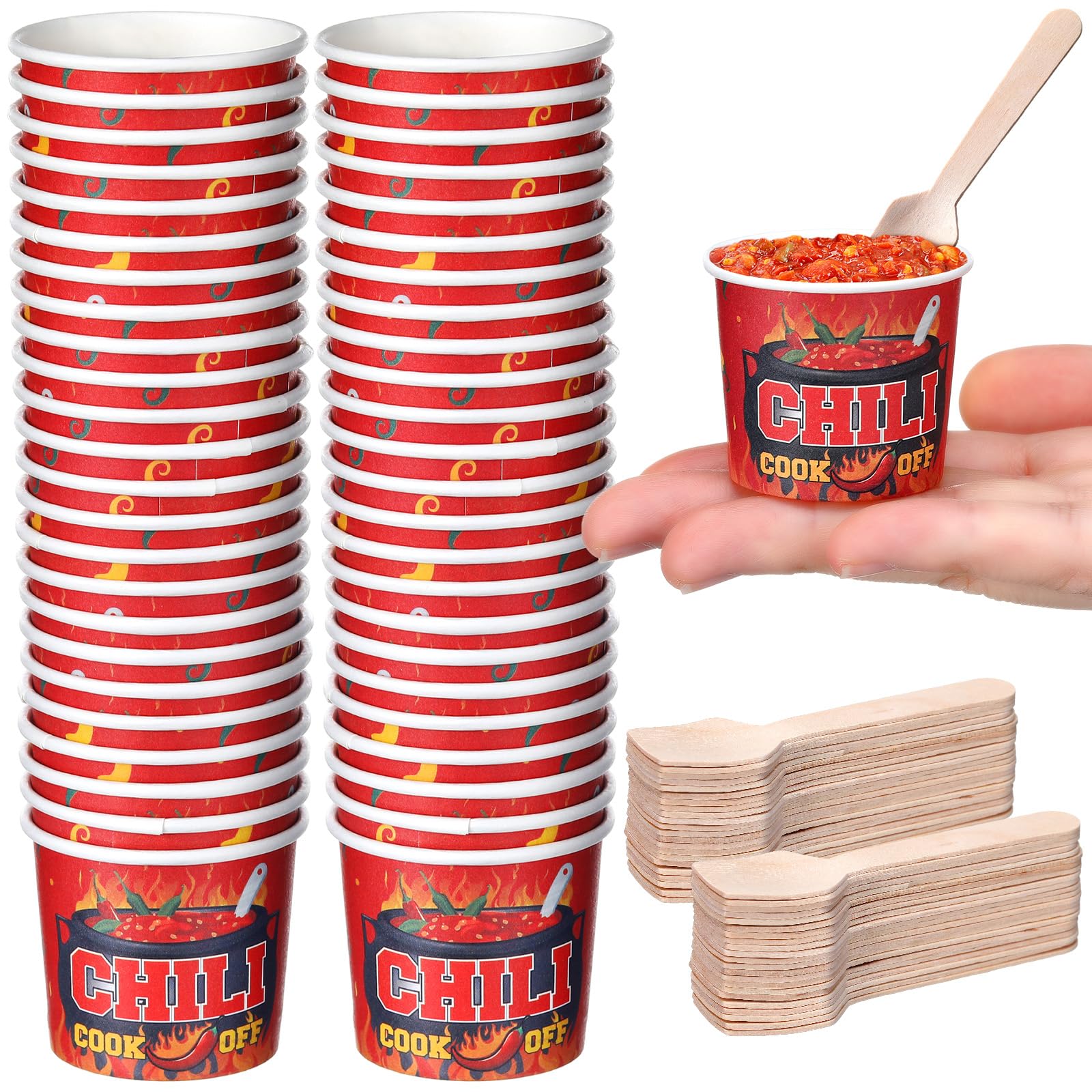 Photo 1 of (incomplete) Teenyyou Chili Cook off Party Decorations, 50 Pcs 2 oz mini Chili Cook off Tasting Cups 