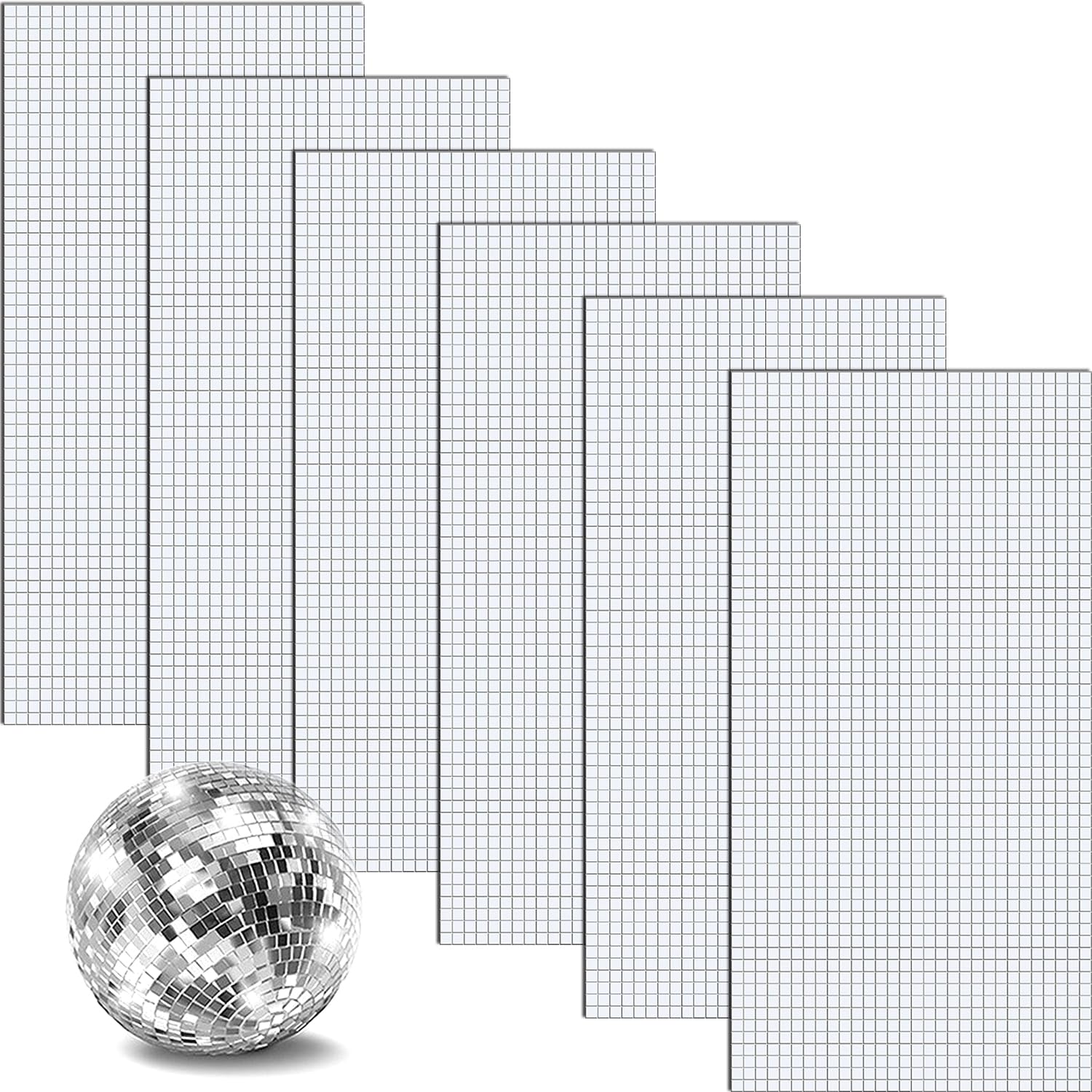 Photo 1 of 10800 Pcs Self Adhesive Mosaic Tiles, MaehSab 5 x 5 mm Square Disco Ball Mirror Tiles Sticker for DIY Craft, Hat, Interior Decoration, Card Making and Art Collage Silver