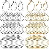 Joez Wonderful 72 Pcs Hoop Earrings Finding, Hypoallergenic Alloy Round Earring Hoops for Jewelry Making, Gold Silver Open Beading DIY Earrings Craft Art Accessories 40mm 50mm 60mm