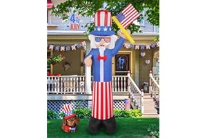 Gardentime 4th of July Patriotic Inflatable Decoration 7FT Lighted Blow Up Uncle Sam Independence Day Holiday Party for Outdoor Indoor Home Garden Yard Lawn Patio Decor