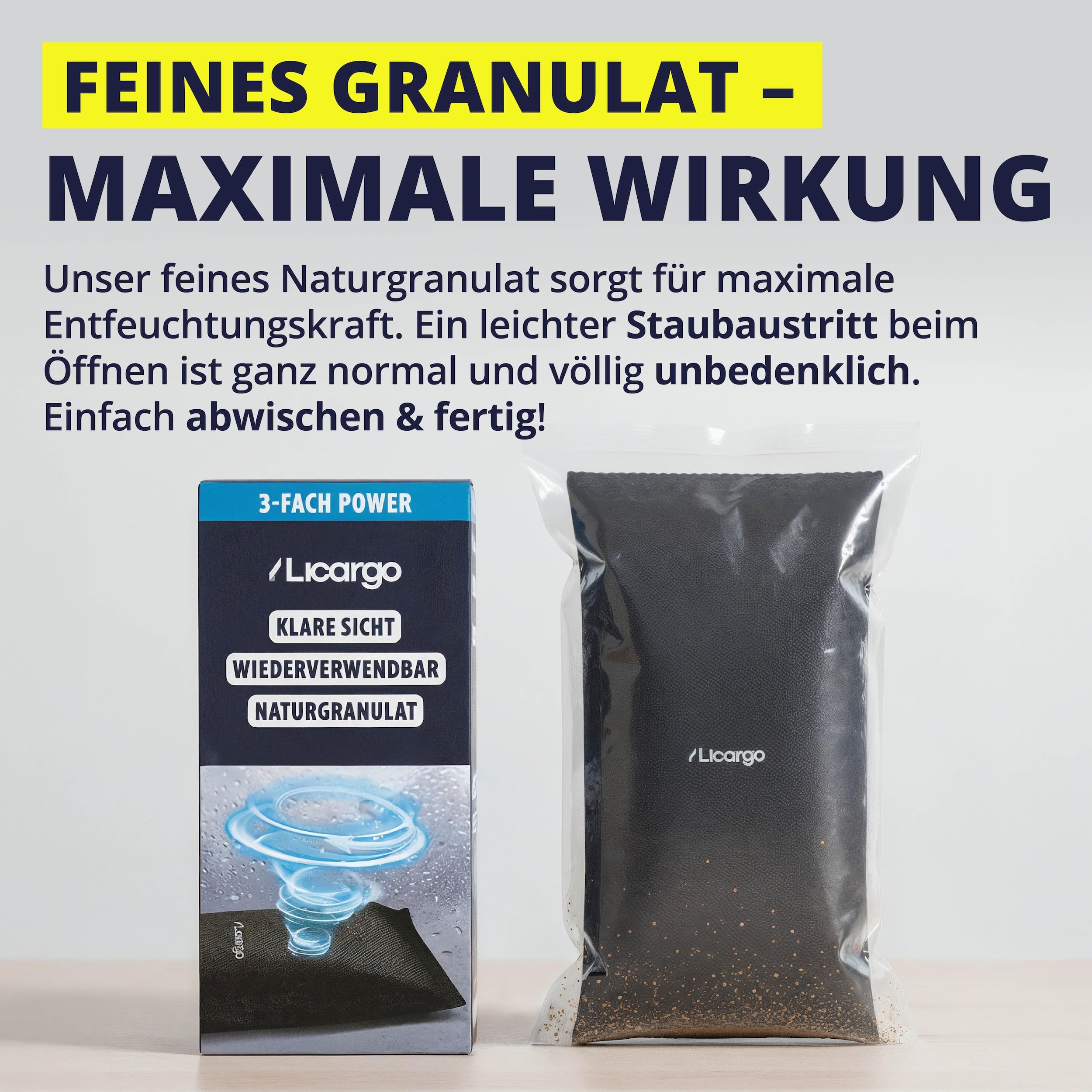 LICARGO Luftentfeuchter Auto 1 kg - Beschlagfreie Scheiben & klare Sicht - Auto Entfeuchter extra stark mit Naturgranulat, wiederverwendbar - gegen Feuchtigkeit & Schimmel im Autoinnenraum 3