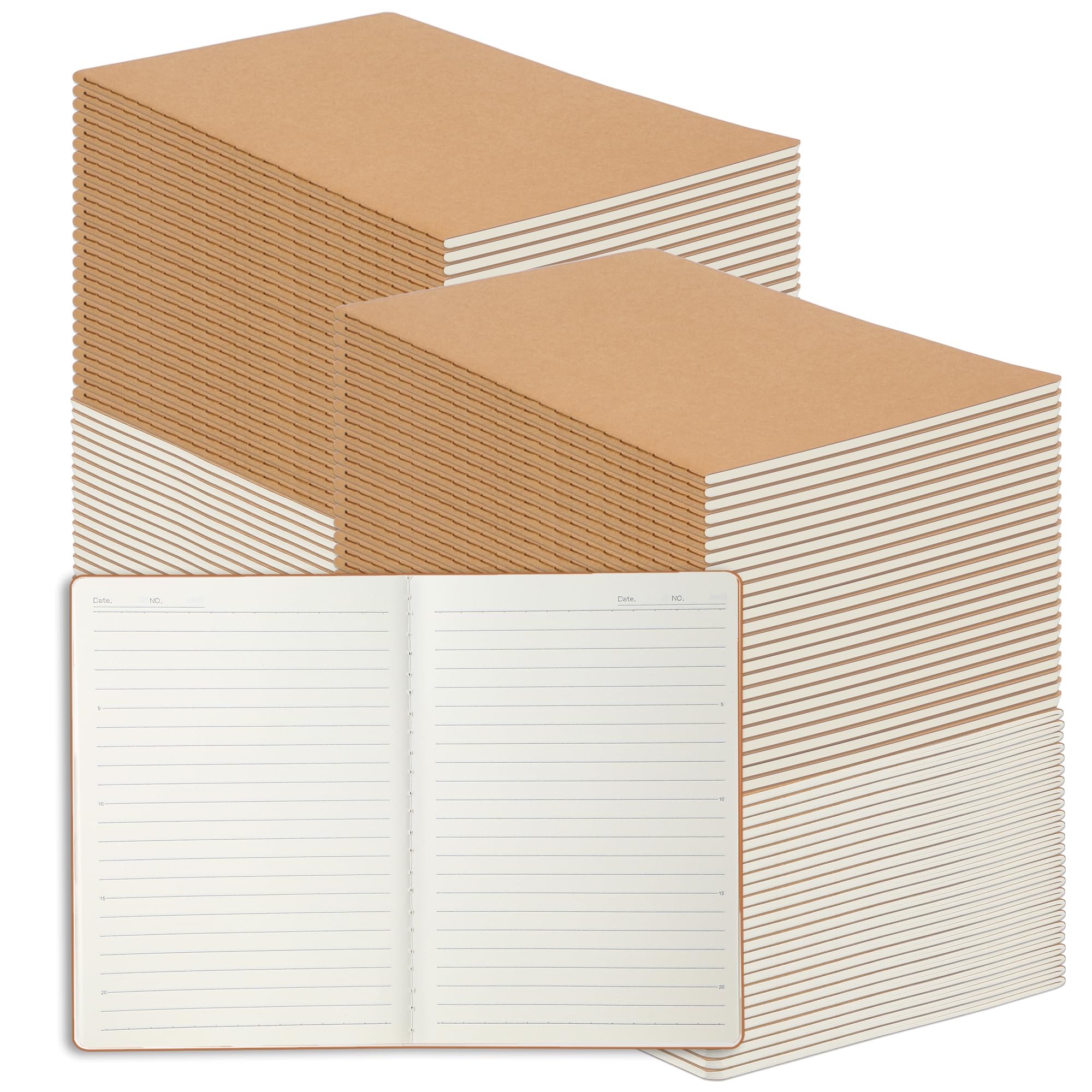 Photo 1 of miikoul 100 Pack A5 Kraft Paper Notebook Lined Journal Bulk, 8.3 X 5.5 Inch, 60 Pages/30 Sheets, 80gsm, Travel Notebook Notepad for Adult, Students, Gift, Office, Back to School Supplies