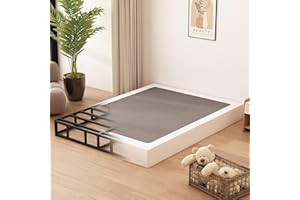 Husleephu King Box Spring, 9 Inch High Profile Metal Box Spring King Bed Base with Fabric Cover, Sturdy Mattress Foundation, Easy Assembly, Noise Free, Black