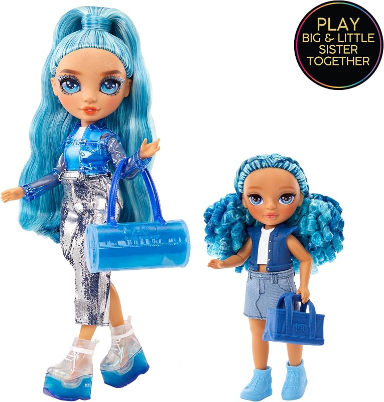Littles - Sapphire Bradshaw - Muñeca de Moda Pequeña y Articulable - Muñeca Azul de 14 cm con Bolso y Mascota Mágica Yeti - Adecuada para Niños y Coleccionistas