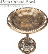 CHRISTOW Bronze Resin Bird Bath Round Pedestal Garden 60cm x 43cm view 3