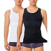 TAILONG 2 Pack Compression Shirt Men Body Shaper Slimming Shirt Tank Top Shapewear Tummy Control Vest