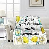 Bright Lemon Throw Blanket, Life Positive Blanket Throw for Adults, Lightweight Soft Cozy Blanket for Couch Sofa Bed Room Decor 50x60 Inches