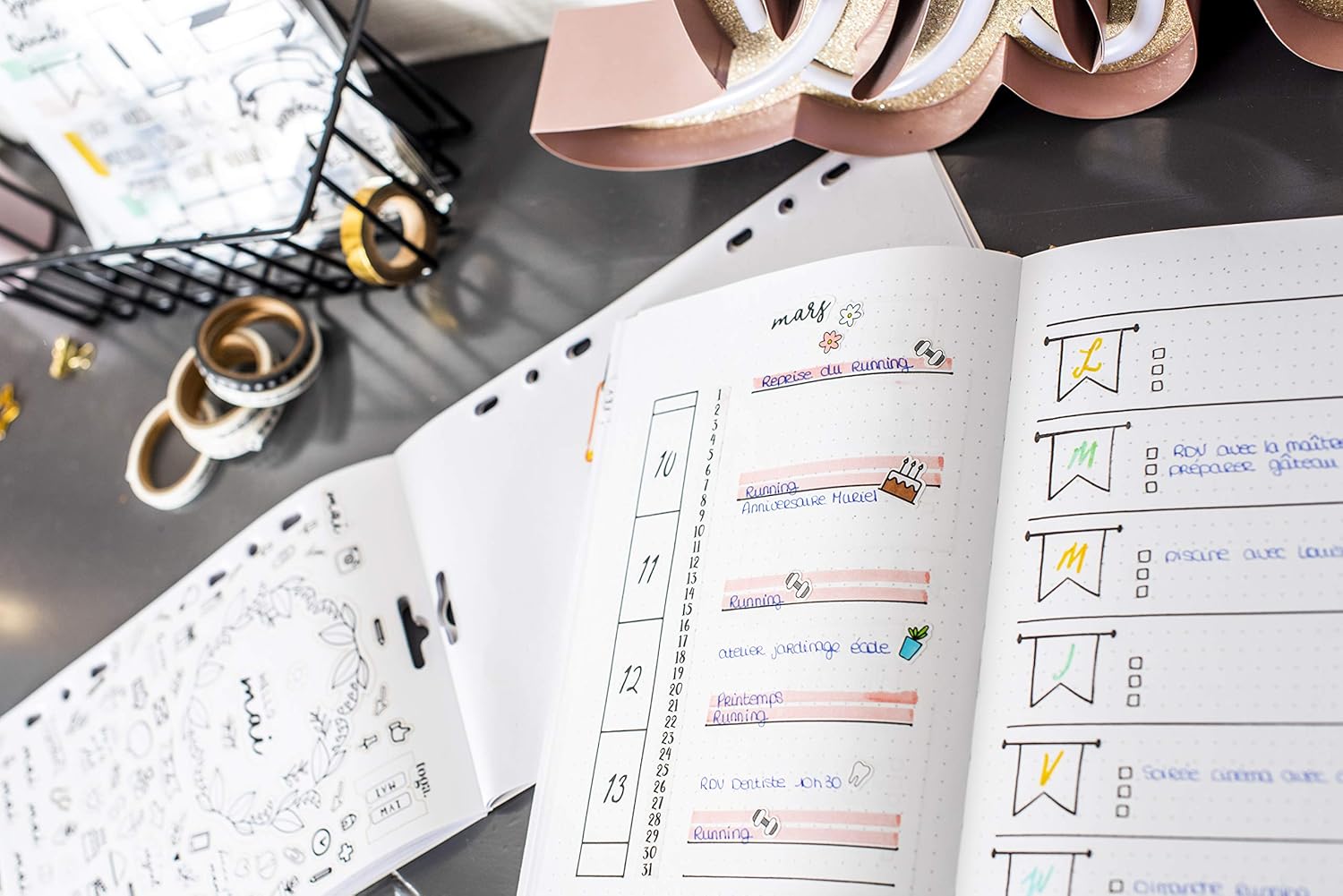 Toga Mensuel A Colorier Stickers Bullet Journal Noir Et Blanc A5 Papier Papeterie Cuisine Maison