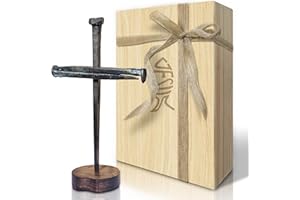 LeMeeOly Jesus Christ Crucifixion Nail Metal Cross Wooden Base, Baptism & Religious Gifts for Men Women,Christian Home Decor