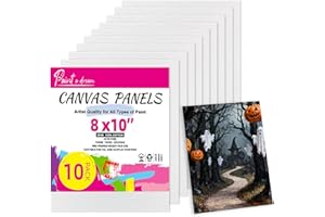 PAINT A DREAM Canvas Boards for Painting - 8x10 10-Pack Bulk Canvas Panels Value Pack - 100% Cotton Triple Primed Art Canvases for Painting, Acrylic, Oil, Watercolor & Tempera