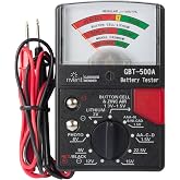 Gardner Bender GBT-500A Analog 1.5 V Button Cell/22.5 Photo/AA/AAA/12 V/9 V/Lantern Cells &amp; More, Leads Battery Tester,14 Battery Range, Black