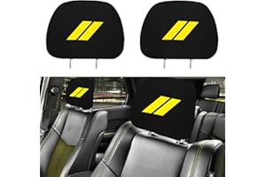 YOSRTER Headrest Covers for Dodge Charger Challenger Durango Accessories Soft Black Fabric Head Rest Cover Universal Fit to All Car/Truck Models 2 Pack（Yellow Trim）