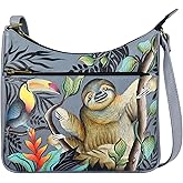 Anna by Anuschka Women's Original Genuine Leather Hand-Painted Medium Crossbody - Leather Handbag for Women