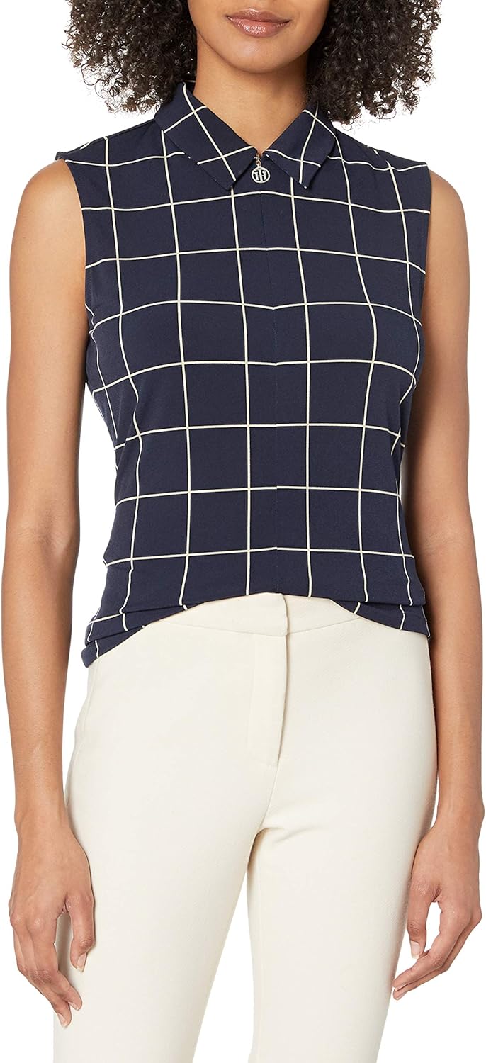 Tommy Hilfiger Women's Zip Front Sleeveless Knit Top