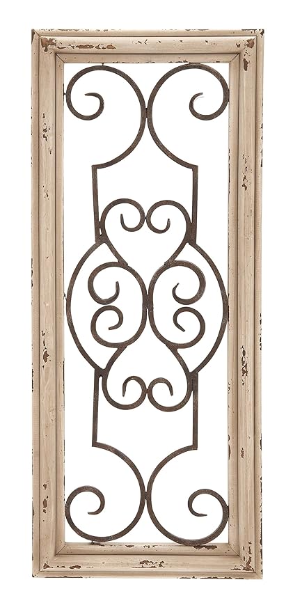 Benzara Bm03765 Wood And Metal Panel Wall Decor Brown Amazon In