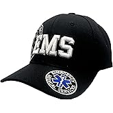 EMS & Firefighter Embroidered Caps – Emergency Medical Services & Fire Dept w/Star of Life & Maltese Cross, Adjustable Fit