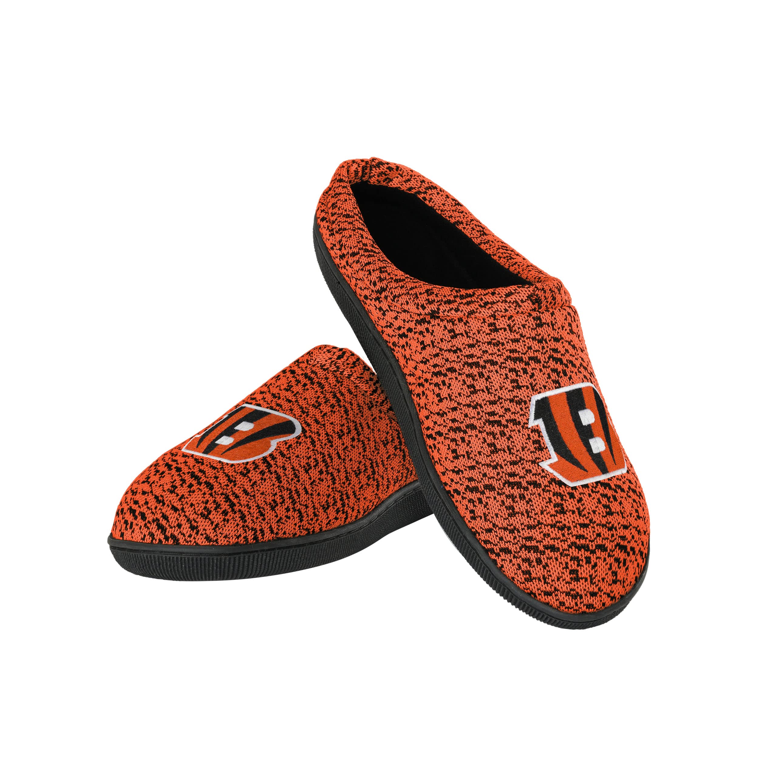 FOCO NFL Cincinnati Bengals Men's Poly Knit Cup Sole Slipper, Team Color, Small (7-8) Image