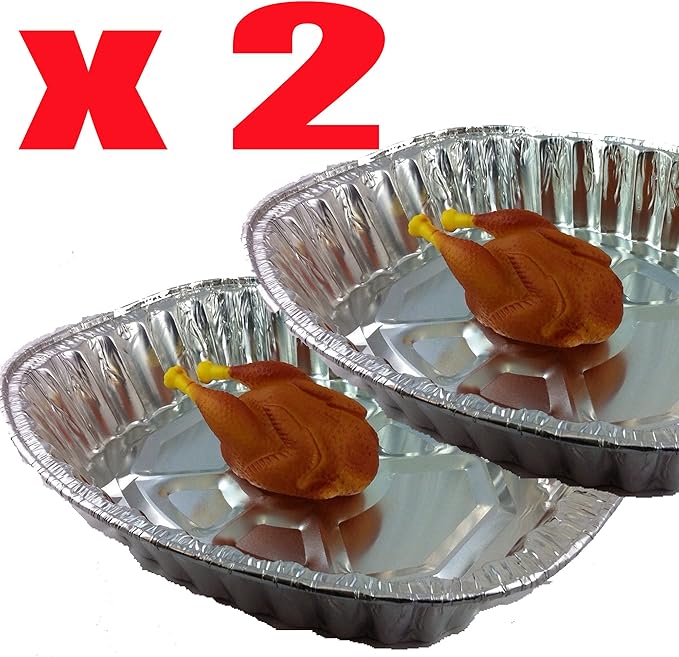Disposable Foil Turkey/Meat Roasting Tray 17" X 12" Set of 2 Amazon.co.uk Kitchen & Home